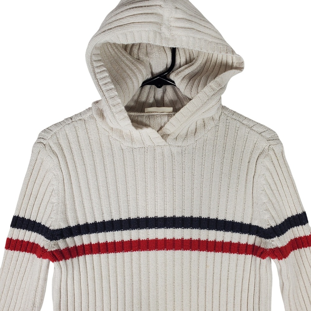 Polo Jeans Co Ralph Lauren Ribbed Knit Hoodie Cream Striped Womens